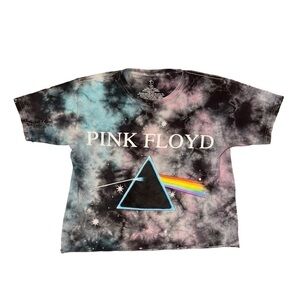 Pink Floyd Dark Side of the Moon Tie Dye Cropped Band Tee Size XS